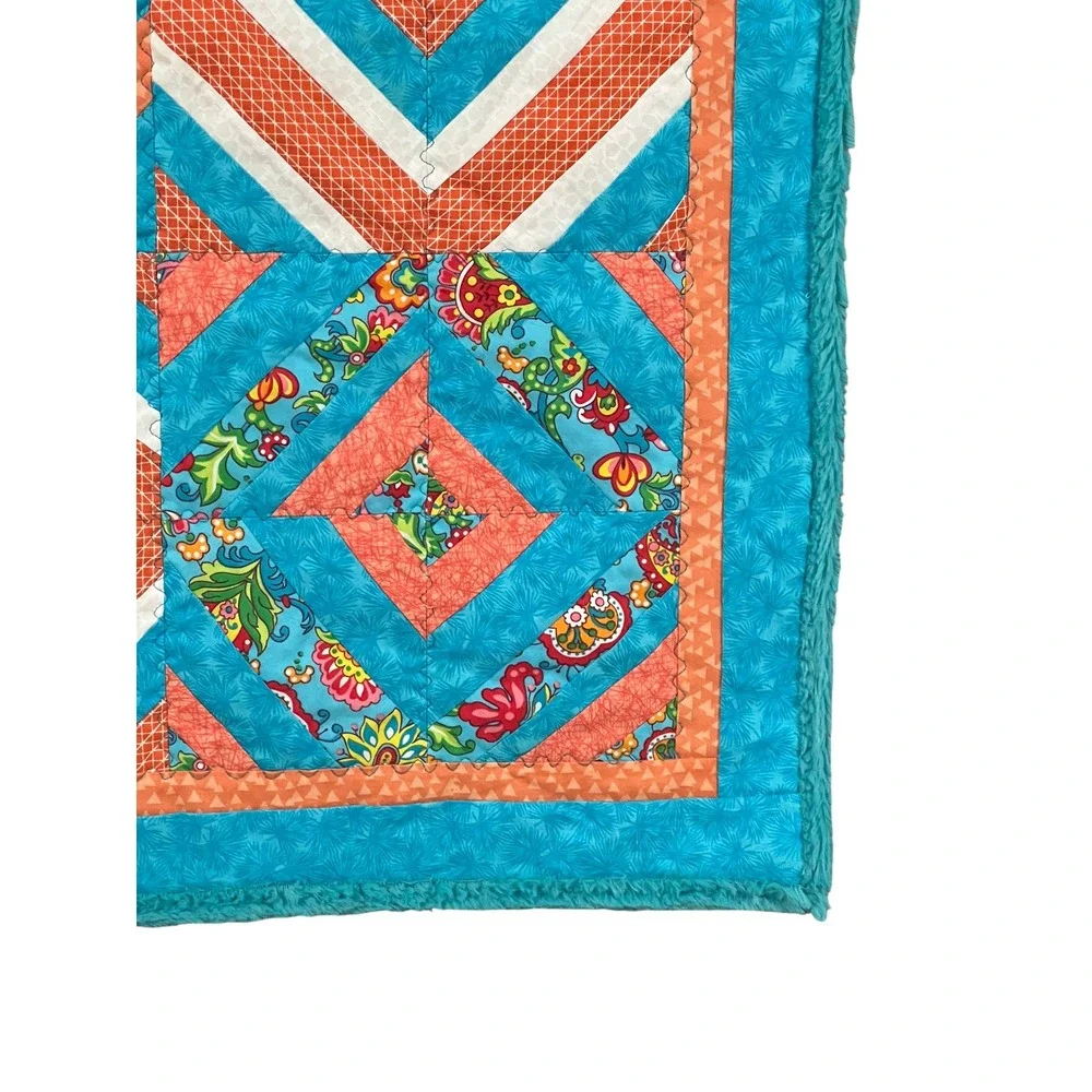 Handmade Geometric Quilted Lap Quilt Wall Hanging Throw Diamond 36x36